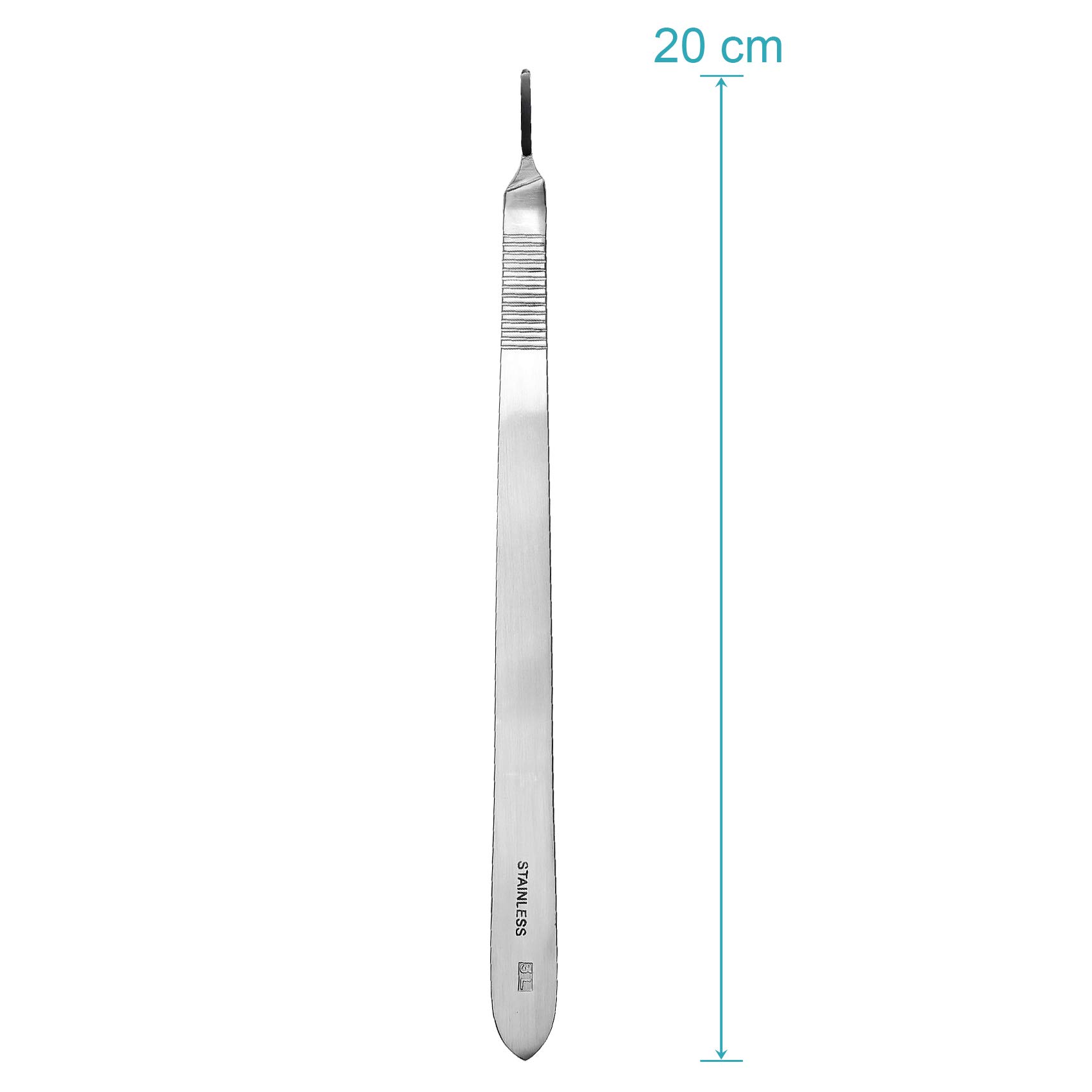 Lot de 10 lames de scalpel Figurine 12 en acier carbone - Lames de rechange emballées individuellement stériles + 1 May - Support scalpel avec manche courbé de 20 cm de long - Acier inoxydable