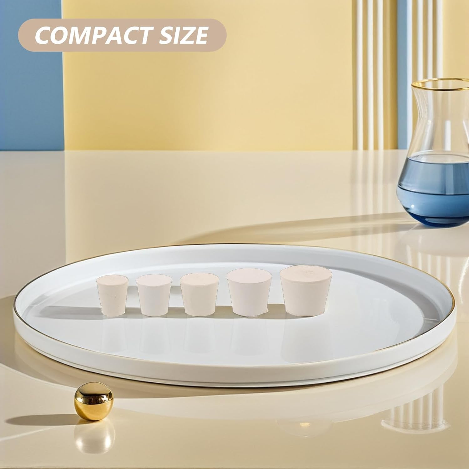 23pcs Solid Rubber Stoppers Set for Laboratory Experiments and Chemistry Lab, White Tapered Conical Plugs, Sizes 000# to 8#, Burrfree Exterior, Prevents Leakage for Test Tubes