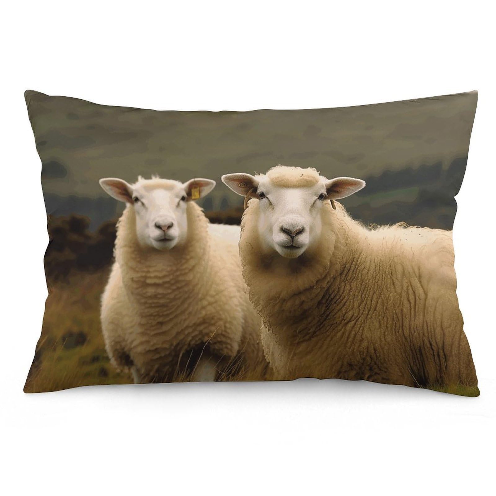 2 Pack Pillow Cases for Hair and Skin, Soft Breathable Pillow Case Covers with Hidden Zipper, Two White Sheep Pillowcase 16 "x24 Pillow Covers for Sleeping Gift
