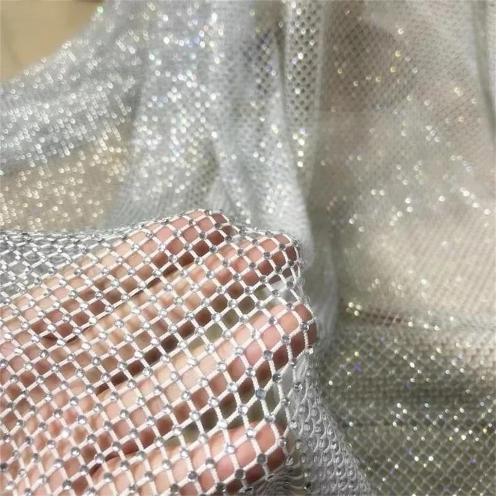 Elastyczna tkanina siatkowa, Rozciągliwa sieć rybacka tkanina diamentowa wielokolorowa wiele rozmiarów do szycia kostiumów spódnicy(Apricot,90cmX120cm (1yard))