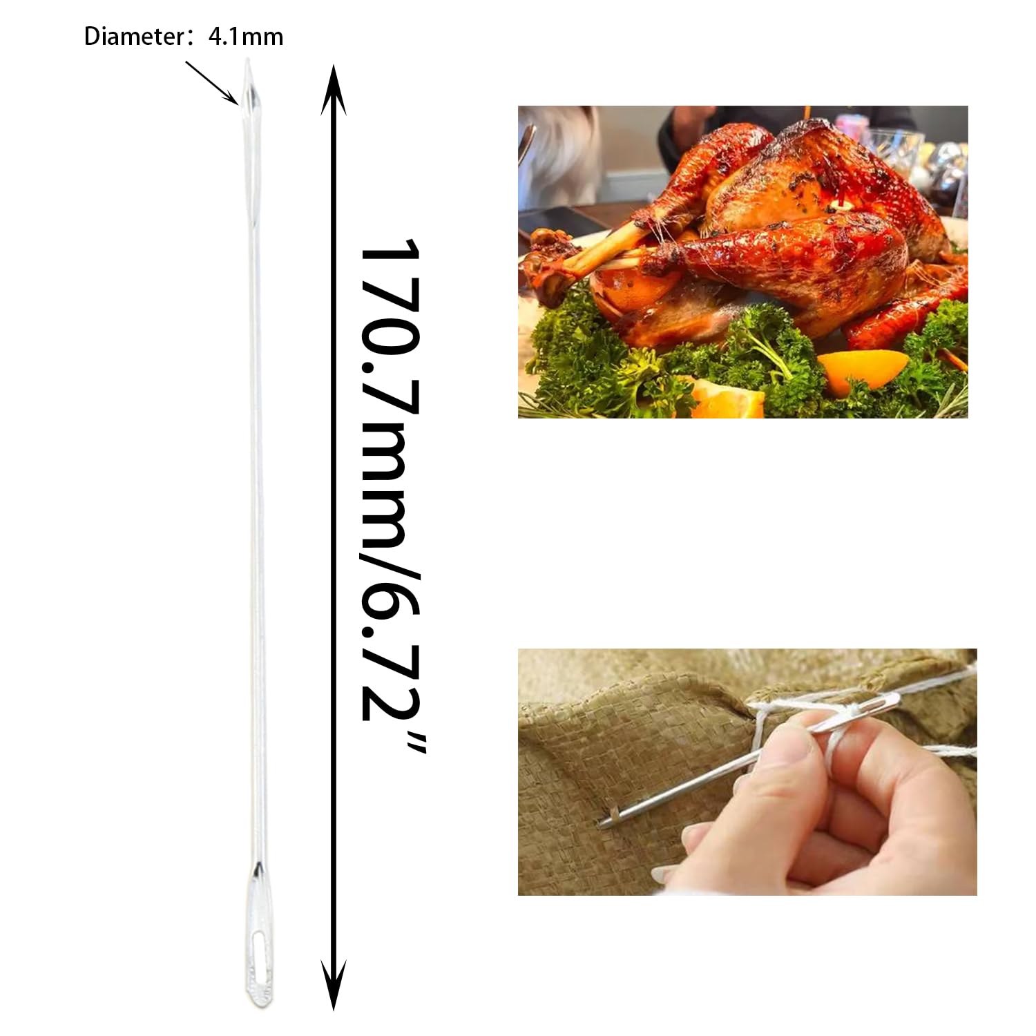 DGZZI 10PCS Woven Bag Baling Needles 17cm Elbow Thick Steel Needle Metal Meat Truss Pin Culinary Needle Suitable for Meat Vegetable Fruit