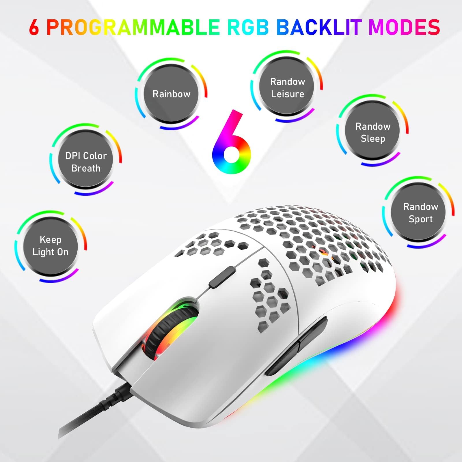 LexonElec MK21 Set Mouse con Tastiera Meccanica al 60% Wired, UK Layout 62 Tasti Tastiera da Gioco Backlit Chroma RGB + 6400DPI Mouse Ultraleggero + Mouse Pad Per PS4, Xbox, PC - Red Switch/Bianco