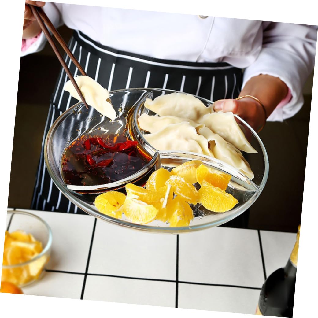 COLLBATH 1pièce Assiette Divisée à Compartiments Plat Multi-usage Pour Déjeuner Dîner Et Service De Fruits Vaisselle Transparent Pour Cuisine Et Restaurant