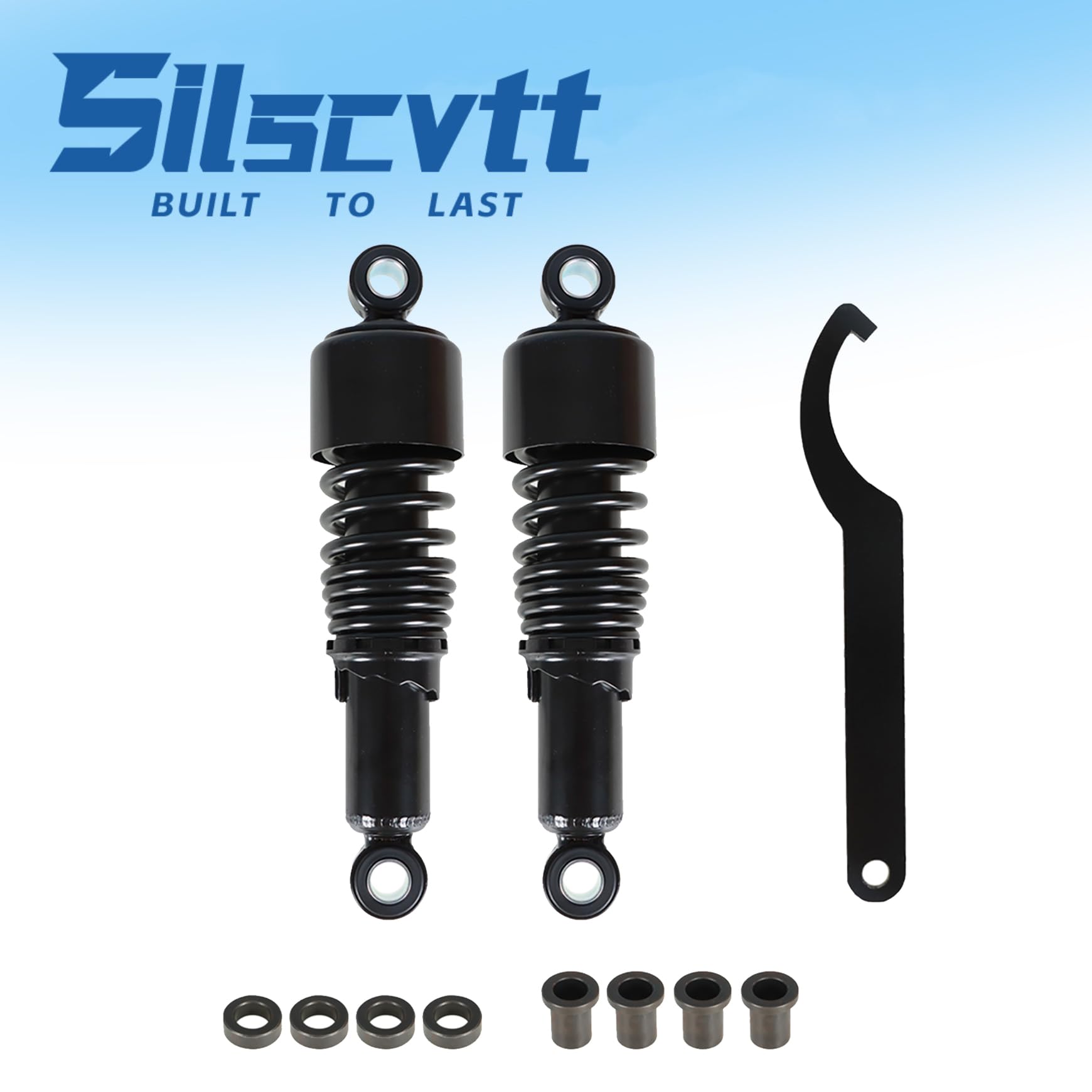 Silscvtt 10.5inch 267mm 1Pair Rear Shocks Replacement for Sportster 883 1200 Black