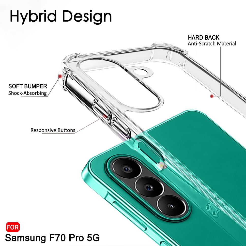 TheGiftKart Crystal Clear Back Cover Case for Samsung Galaxy F70 Pro 5G | 360 Degree Protection | Shock Proof Design | Transparent Back Cover Case for Samsung F70 Pro 5G (PC & TPU, Transparent Bumper) — Amazon image 3