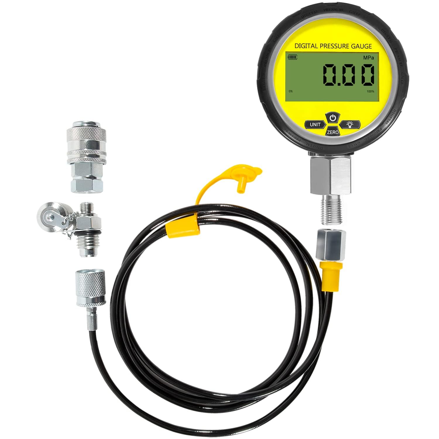 Kit de Test de Pression hydraulique numérique 10 000 psi - Manomètre hydraulique 1/4 po NPT 700 bar/70 MPa avec Tuyau de 1,64 m et raccords Rapides pour excavatrices