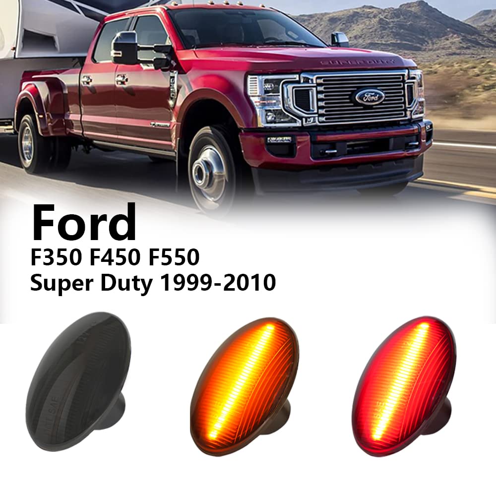 HERCOO LED Dually Bed Fender Side Marker Lights Front Rear Lamps Compatible with Ford 1999-2010 F350 F450 F550 Super Duty