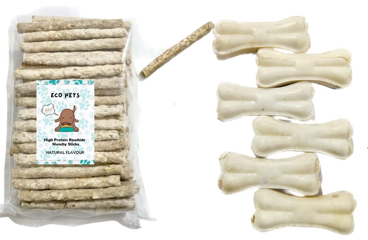 ECO PETS Chew Sticks and Chew Bone Treat for Small - Medium Dog Chew Stick Munchy Stick, Chew Bone for Puppy Dog Treats (200gm Sticks + 5x3 Inches Chew Bone) (B0BTCBXCZT) Amazon Price History, Amazon Price Tracker