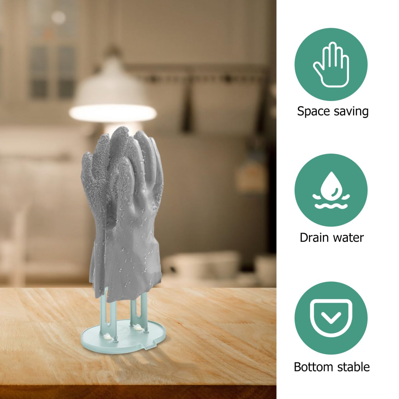 SOLUSTRE Secador de guantes, soporte para guantes de cocina, tendedero, soporte para secar guantes, guantes, guantes, estantería de plástico, azul