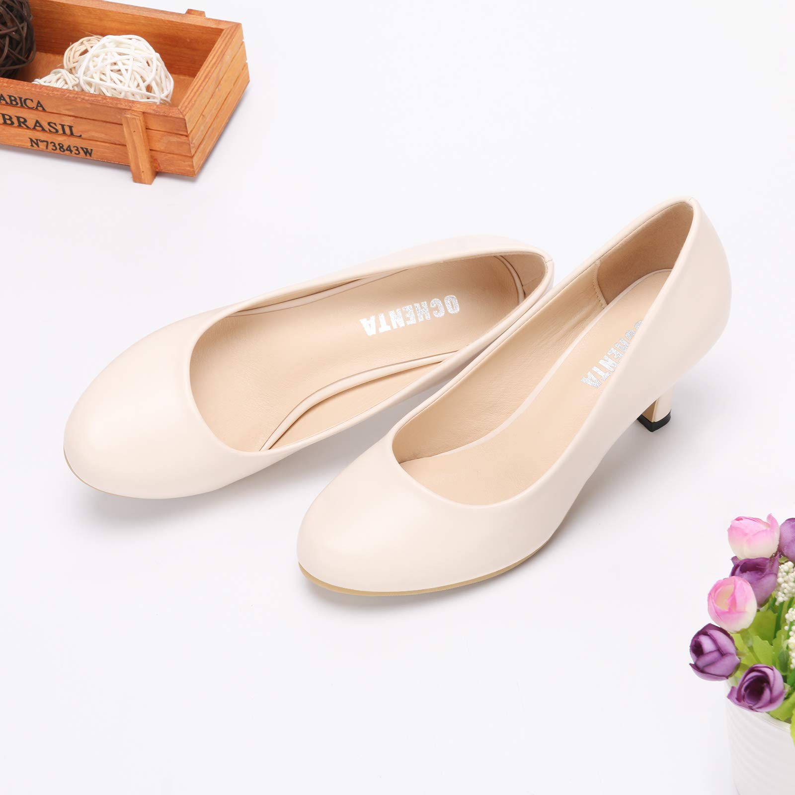 Women's Kitten Heels Round Toe Dress Court Shoes Work Comfort Pumps