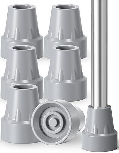 Puntas de muleta, paquete de 6 tapas de patas de muleta de 78 pulgadas, accesorios de goma resistentes, puntas de caña de goma de repuesto (6