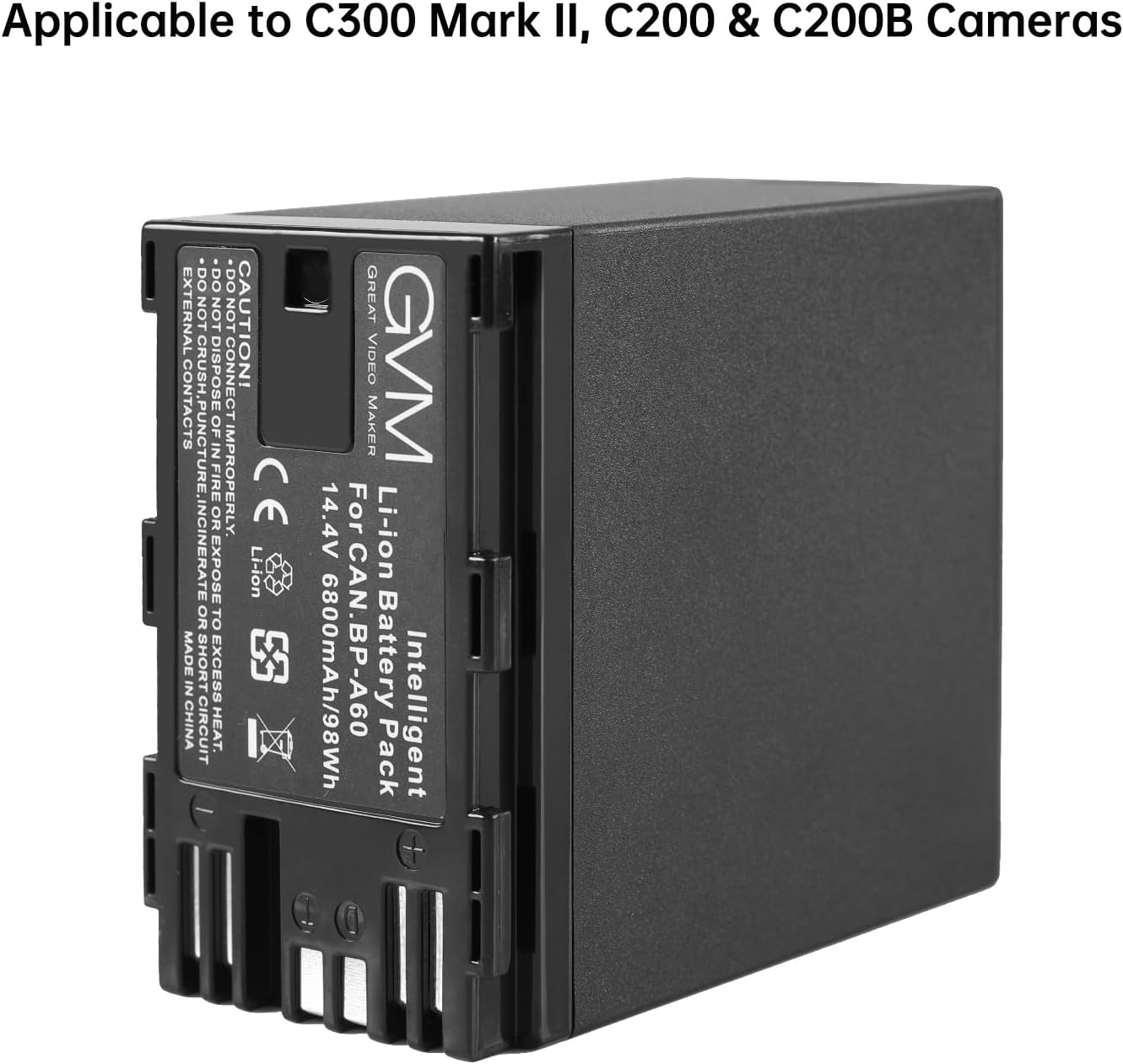 GVM Dual Charger with 6800mAh BP-A60 Battery, Compatible with C300 Mark II, C200 & C200B Cameras, Simultaneous Dual Charging, USB Output, Overcharge/Overheat Protection, 100-240V AC & 12V Car Adapter
