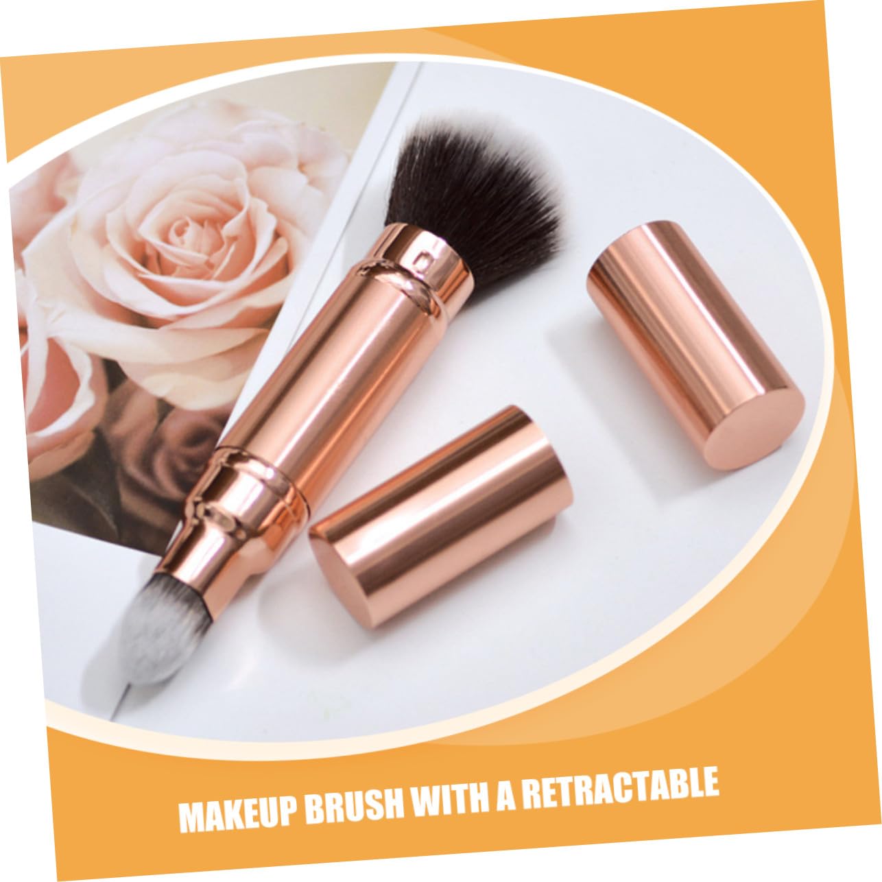 Gatuida Pennelli Trucco da Viaggio 2 Pezzi Double-ended con Setole Morbide e Design Retrattile con Cappuccio per Applicazione Uniforme di Fondotinta e Blush in Ufficio e Viaggio