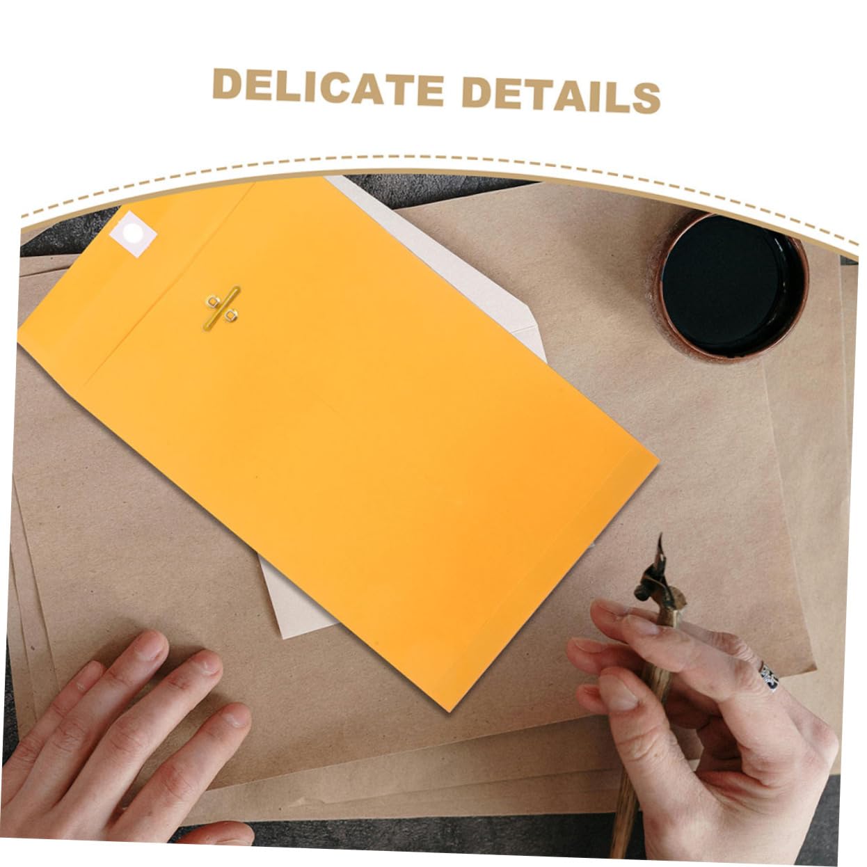 VILLCASE 100pièces Enveloppes à Fermoir Papier Kraft Format Lettre pour Documents et Rangement avec Fermeture à Fermoir et Gommée