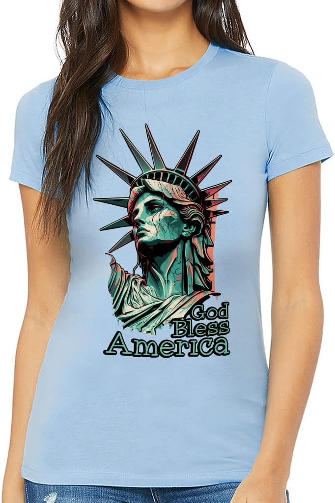 God Bless America Slim Fit T-Shirt - Art Print Women's T-Shirt - Art Slim Fit Tee