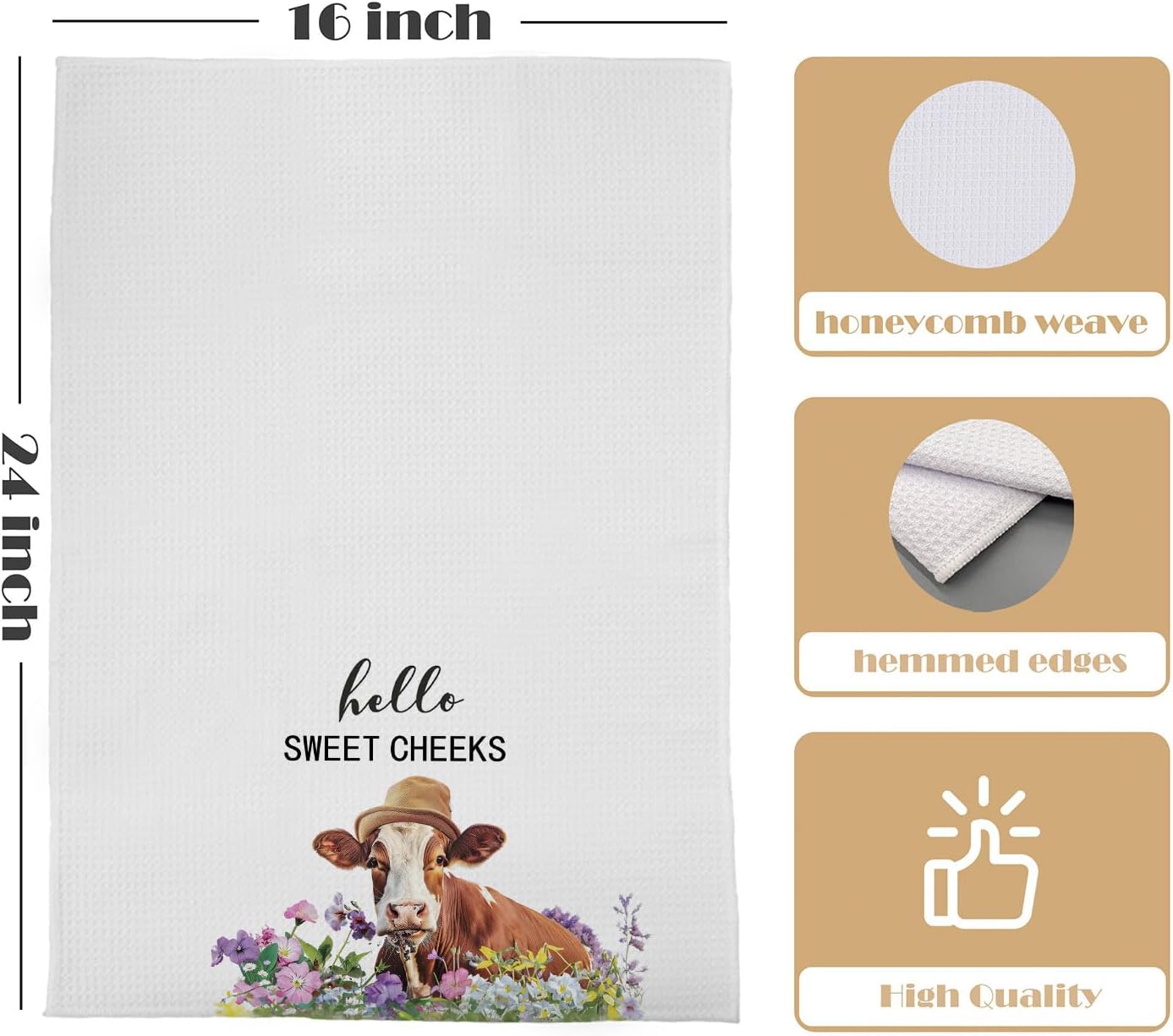 Funny Cow Bathroom Towels - Farmhouse Cow Decorative Waffle Hand Towels, Funny Bathroom Hand Towels, 16 X 24 - Image 5