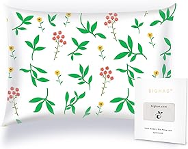 BIGHAS シルク枕カバー 両面 天然 シルク100％ 6A 19匁 43x63cm ファスナー 封筒式 ブランド 洗える 美髪 美肌 保湿 快眠 ピローケース (43×63cm, フラワー9)