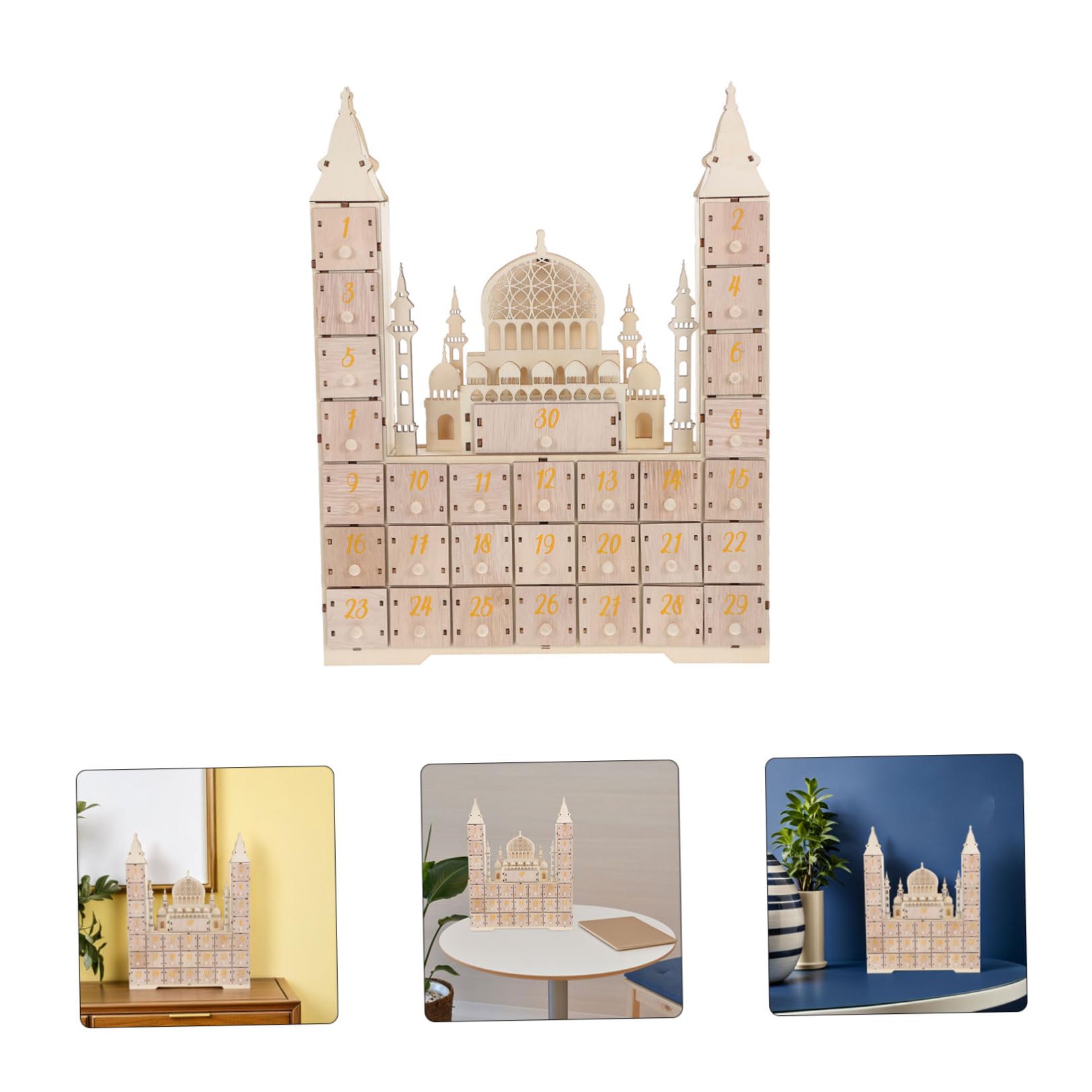 iplusmile Calendario Decorazione Compatta per Ramadan Conto alla Rovescia in Legno con 30 Festa Eid Mubarak e Arredamento per Famiglia