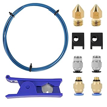 HASTHIP Upgrade 3D Printer Kit with Capricorn Premium XS Bowden Tubing 1M, PTFE Teflon Tube Cutter, Pneumatic Fittings and MK8 Socks and Extra Nozzles for Ender 3/3 Pro/ 5/ Vyper/Voxelab Aquila