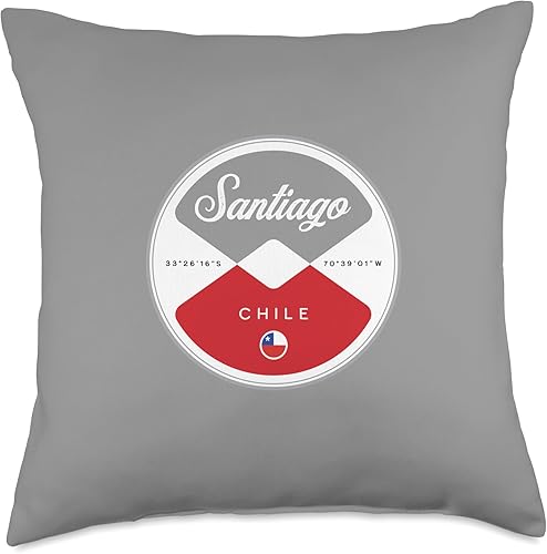 Santiago Chile Retro Trendy Throwback Santiago Chile Circle Graphic Throw Pillow, 18x18, Multicolor