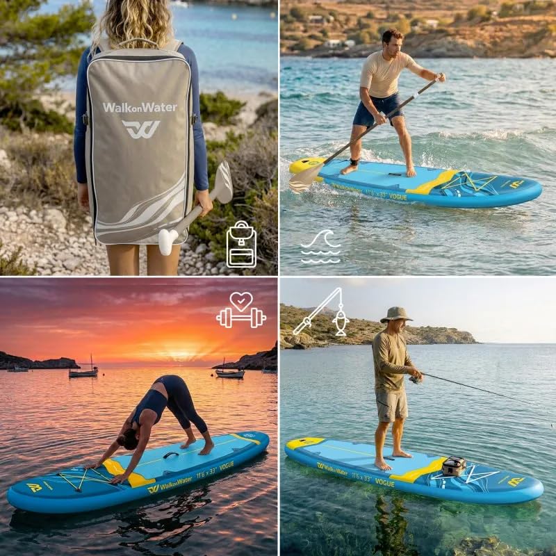 WOW Vogue 11,6 SUP aufblasbares Paddle 353 cm x 84 cm – Stand Up Paddle Allround stabil, Belastung 180 kg, Komplettpaket, verstärkter Drop Stitch, Anfänger bis Fortgeschrittene