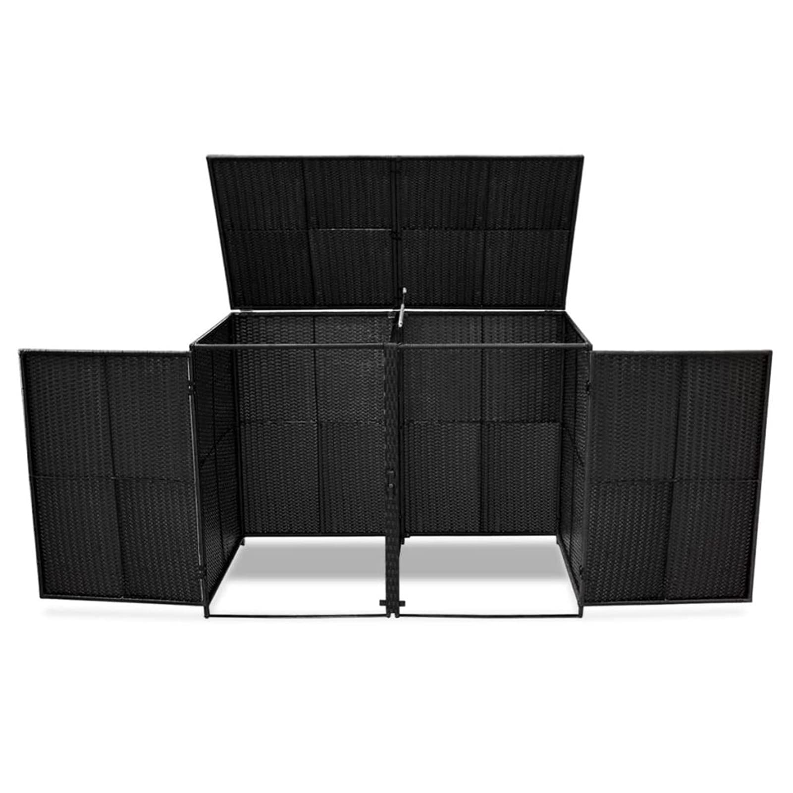 Festnight Abris pour Poubelle Stockage de Jardin Double Résine Tressée Noir 148x80x111 cm