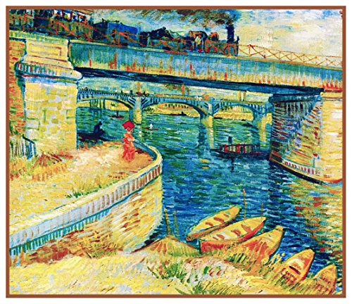 Orenco Originals Bridge Across Seine Asnieres Van Gogh Counted Cross Stitch Pattern