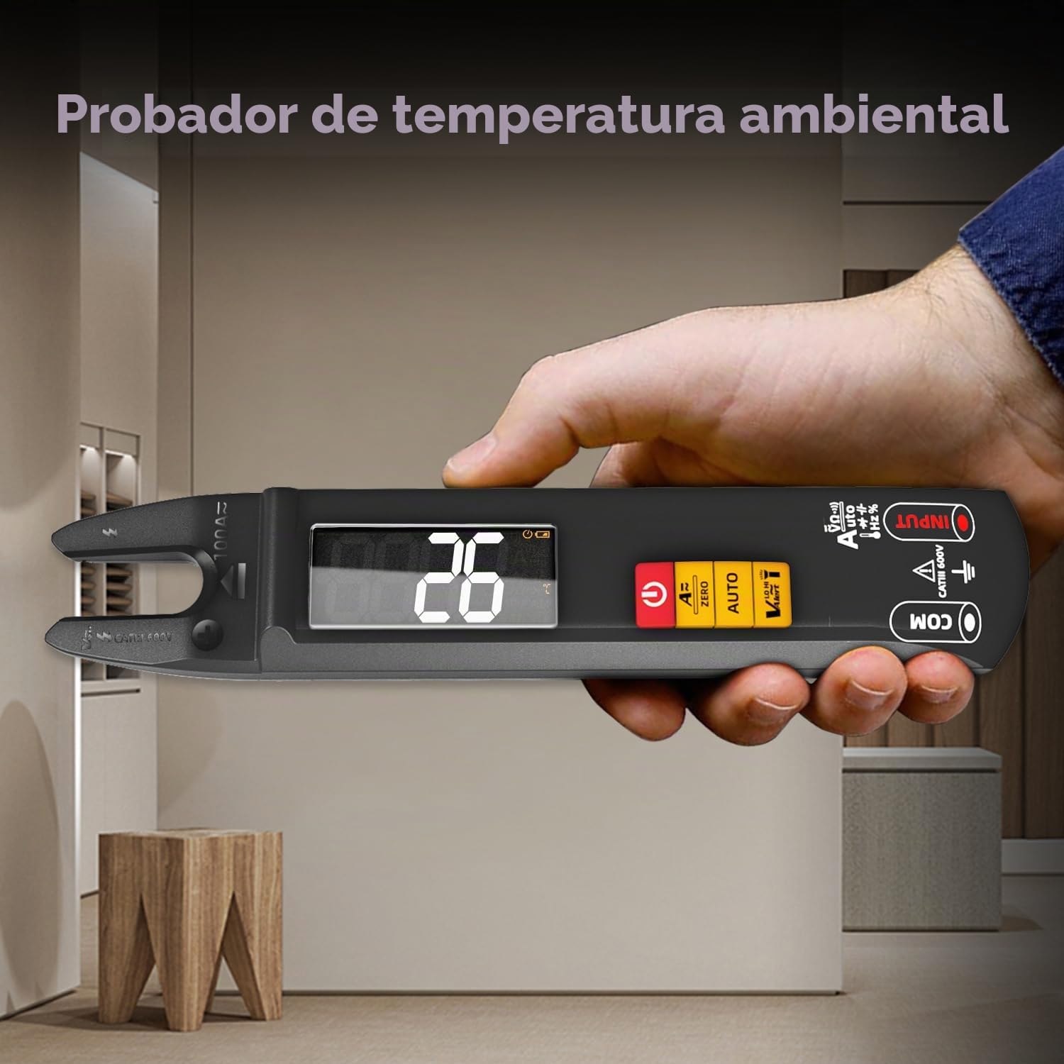 BSIDE U1 Multímetro Digital Inteligente Pinza Amperimétrica Abierta DC AC 6000 Cuentas, Mini y Recargable, Comprobador Automático de Voltaje Corriente Ohm Continuidad, Tester Capacidad Diodo NCV Hz