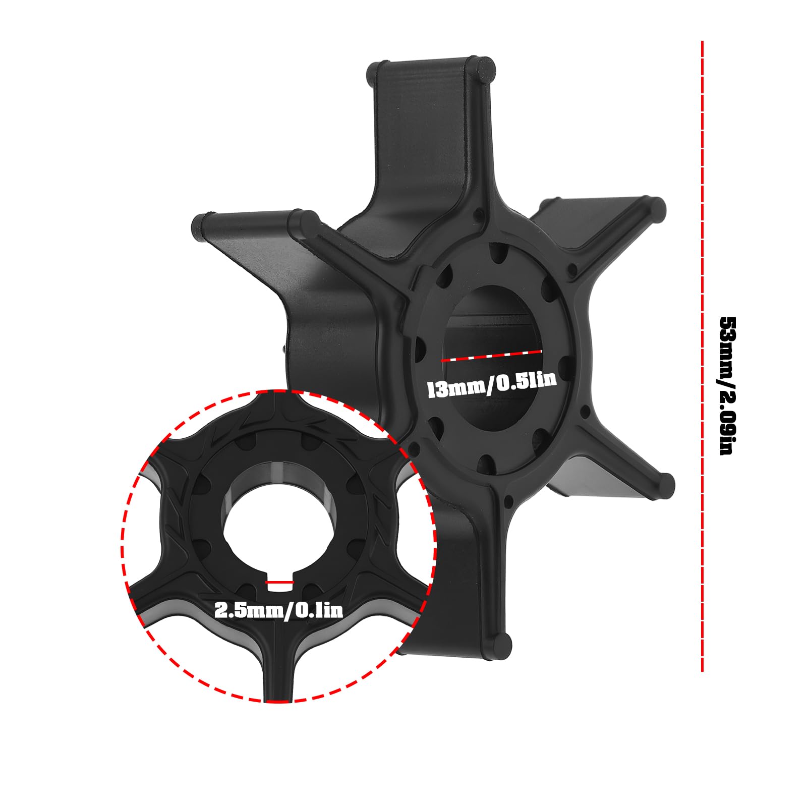 The Lord of the Tools Impulsor de Bomba de Agua Fueraborda 63V-44352-01-00 Compatible con Yamaha Motores Fueraborda de 4 Tiempos 9.9 15 Y 20 HP