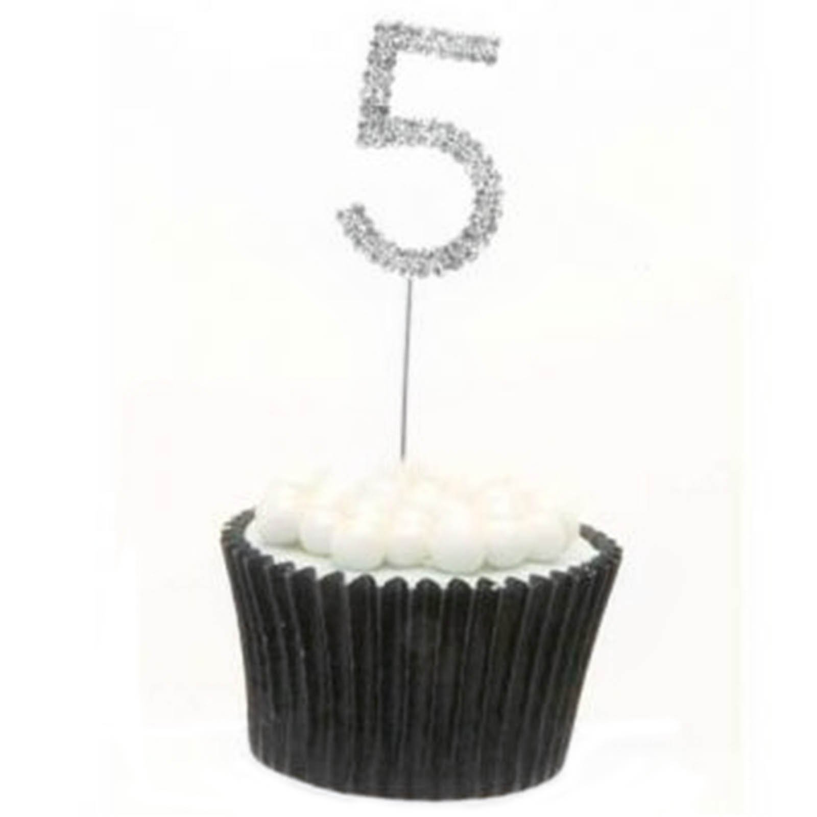 Sparkle & Celebrate! Rhinestone Number Cake Topper – The Ultimate Birthday & Anniversary Cake Bling (5 (Five), Silver)