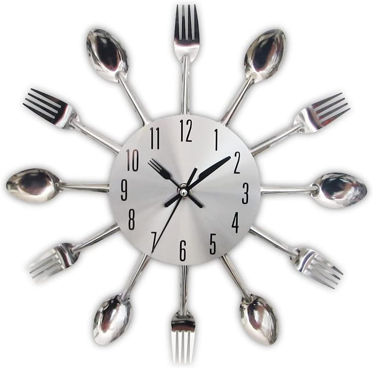 DAYONG 12" Kitchen Wall Clock, 3D Removable Modern Creative Cutlery Kitchen Spoon Fork Wall Clock for Home Decoration