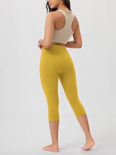 Miniatura 592 de ODODOS - Leggings tipo capri de mujer, no se traslucen y modelan el abdomen, con cintura alta y bolsillos; para hacer yoga, atletismo, ejercicio