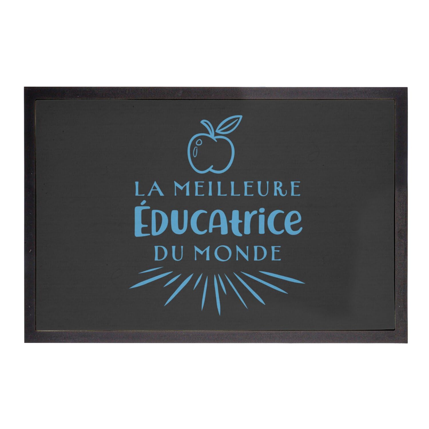 Paillasson noir la meilleure educatrice du monde tapis de sol 75x50cm