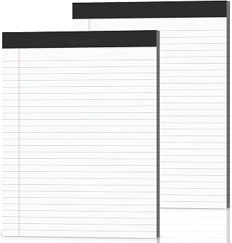 2-Pack Legal Pads 8.5"x11" Wide Ruled Note Pads - 100 Sheets 50/Pad with Micro-Perforated Notepad & Chipboard Backing To-Do Lists Thick Lined Writing Paper Notebook for School & Office Supplies