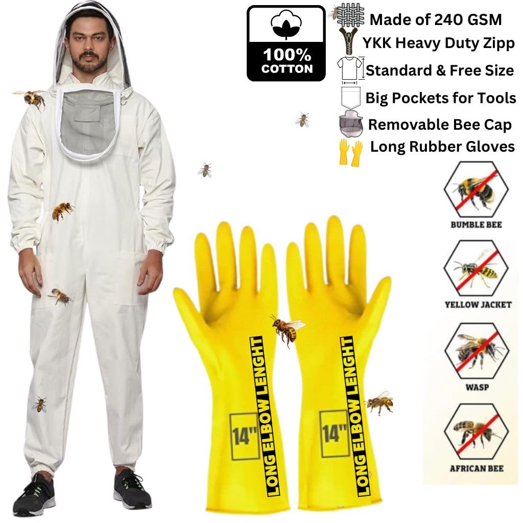 Honey Bee Protection Suit | Beekeeping Suit | Honey Bee Suit | Suit for Bees | Beekeeping Dress – 100% Cotton Material, 240 GSM, Standard Size - Image 2 thumbnail