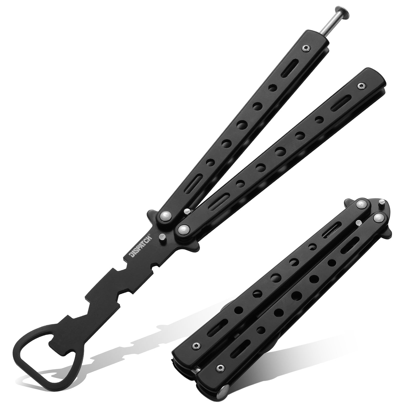 DispatchPractice Training Knife Trainer Knives, Stainless Steel Blackened Dull Blade with Notch, Practice Training Tool for Men Women