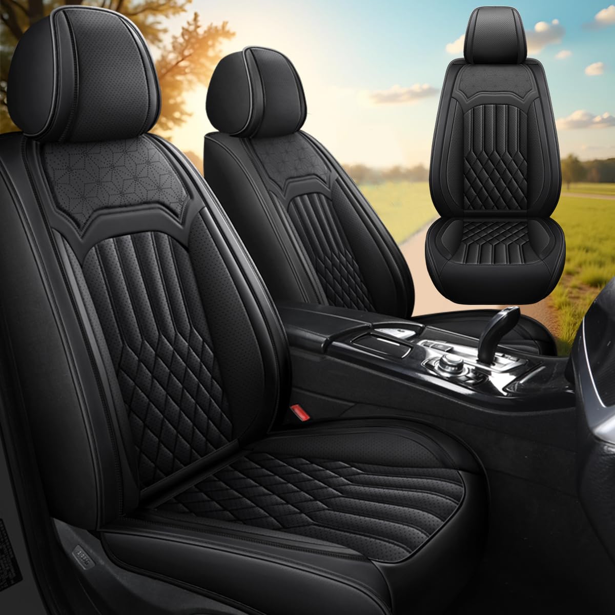 HHXT Car Seat Covers for Ford Maverick 2022-2026, Car Seat Cover Front Set, Premium Napa Leather Seat Covers, Waterproof Car Seat Protector,