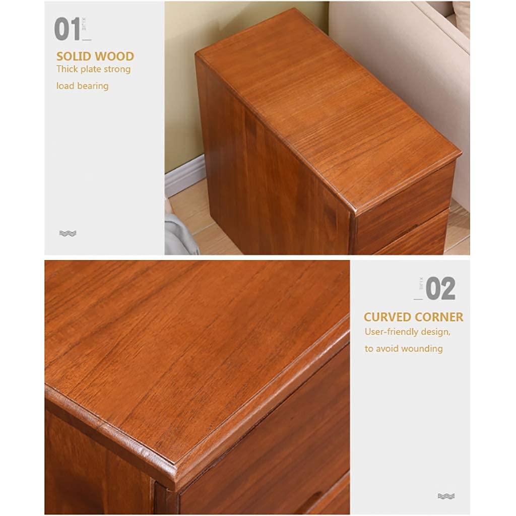 Armoire de Chevet en Bois Massif, 3 Tiroirs, Grand Rangement, L61.5cm *W25cm *H60cm (Color : B)