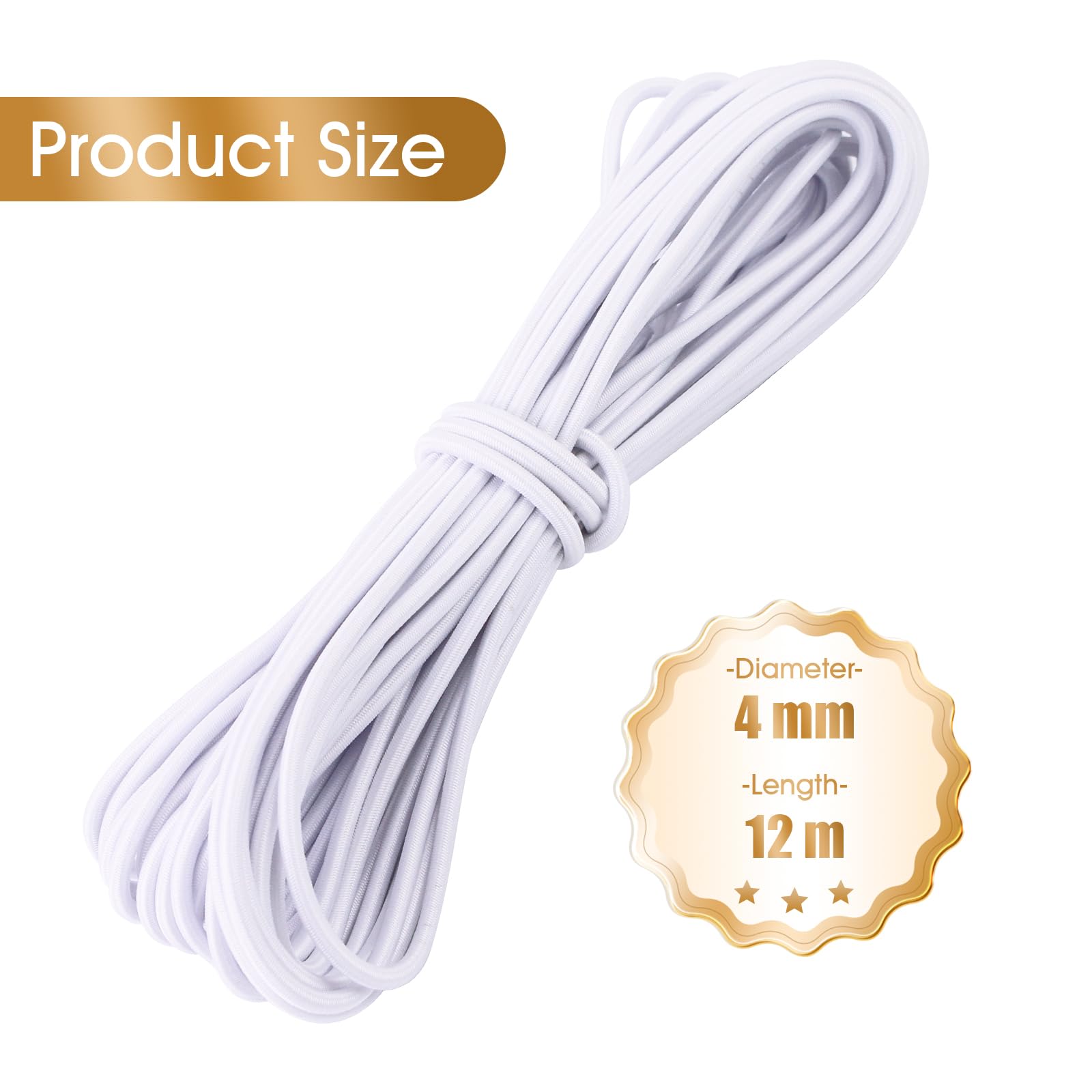 Bungee Cord White 4mm X 12M, Heavy Duty Elastic Shock Cord Nylon Stretch String Bungee Rope Elastic Rope for Luggage Camping - Image 2