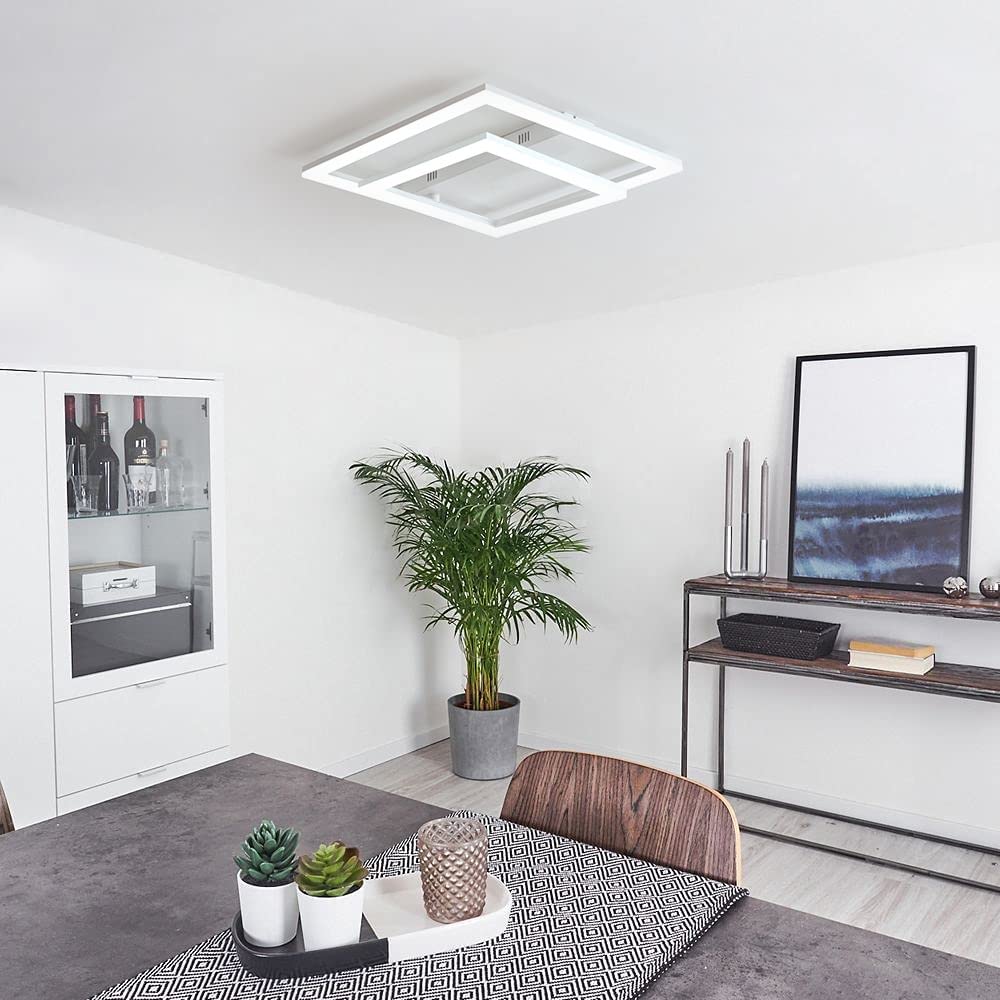 32W Plafon LED Techo Cuadrado, Ø30cm Lamparas de techo Moderno 3000K-6500K Regulable con Mando a Distancia, Lámpara de Techo Giratoria, Luz Led Techo Delgado Plafon Techo para Cocina Sala Dormitorio