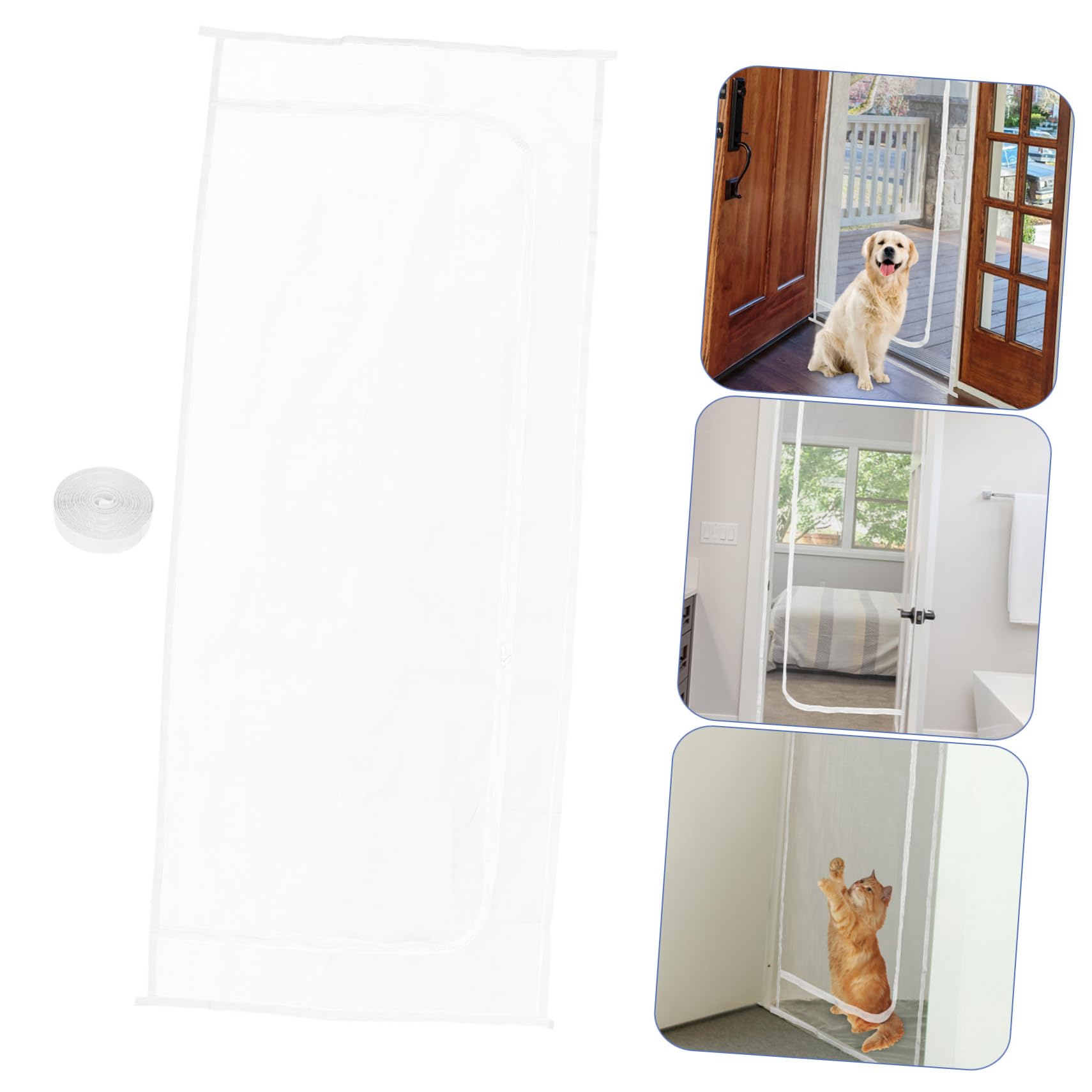 Katzenklappenvorhang mit Reißverschluss, Weißes Gauze Mesh