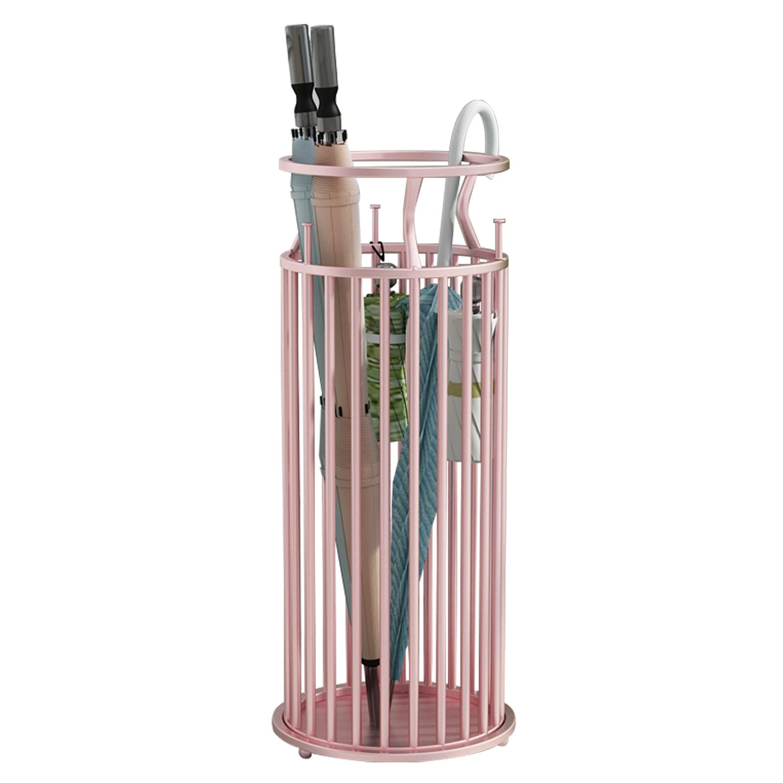 FCXWEVR Golden Pink Umbrella Rack for Entryway Space Saving Round Umbrella Bucket Holder Indoor for Canes Walking Sticks and Umbrellas (Pink)