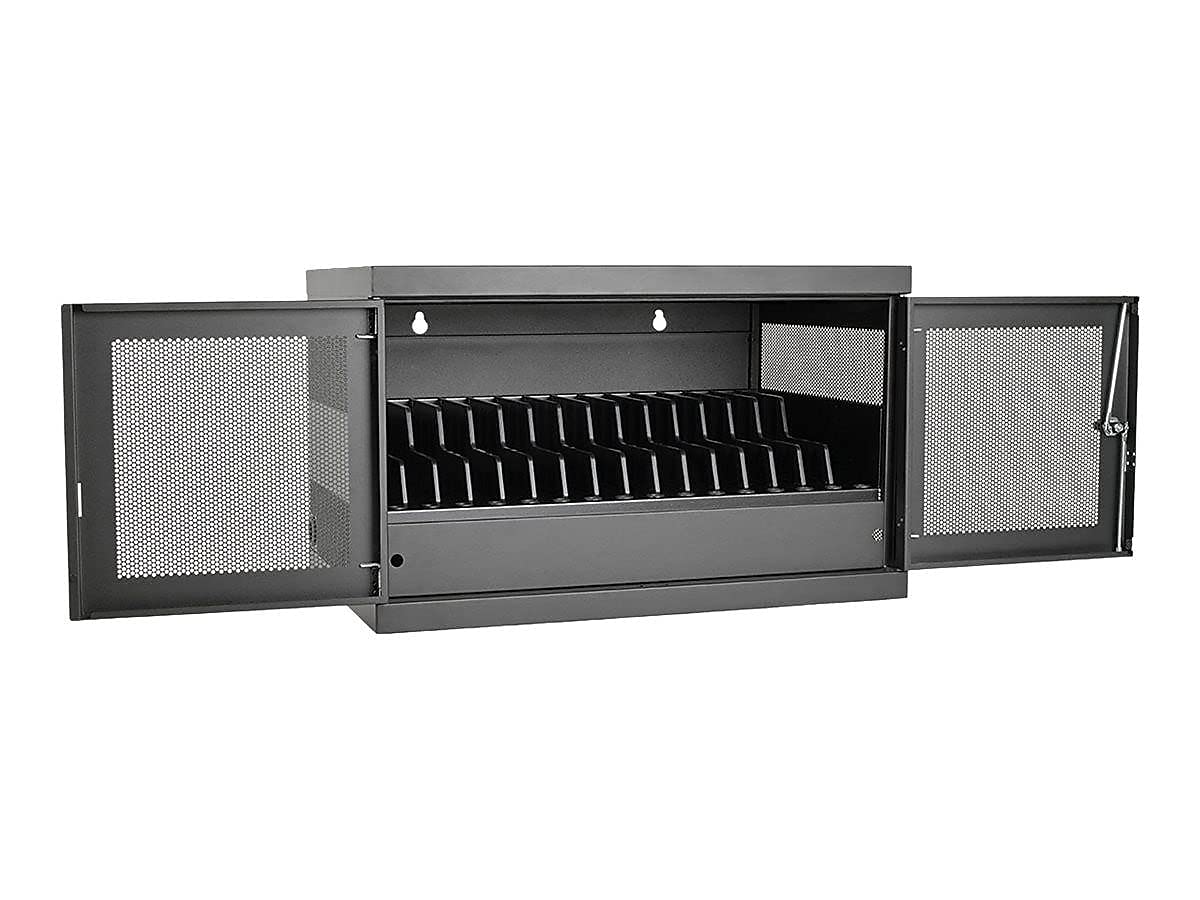 black 16-port charging station cabinet for devices