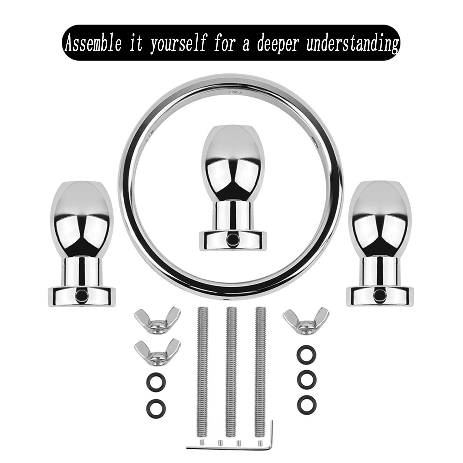 AMAZBEE Plug anale in acciaio inox espansione vaginale per le donne culo formazione Kit di stretching regolabile adulti SM giocattoli del sesso per le coppie (L)