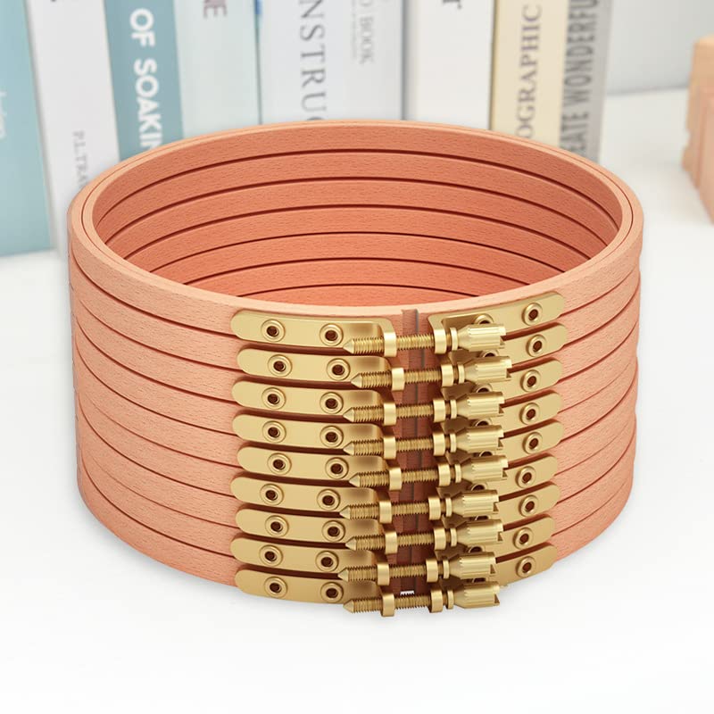 9 Pack de Aros de Bordado Redondo, 8 Pulgadas de Madera Bordado aro, Cruz Puntada Anillos de círculo de Madera, Red Haya círculo Cruz Puntada aro para Costura Artesanal,8inch