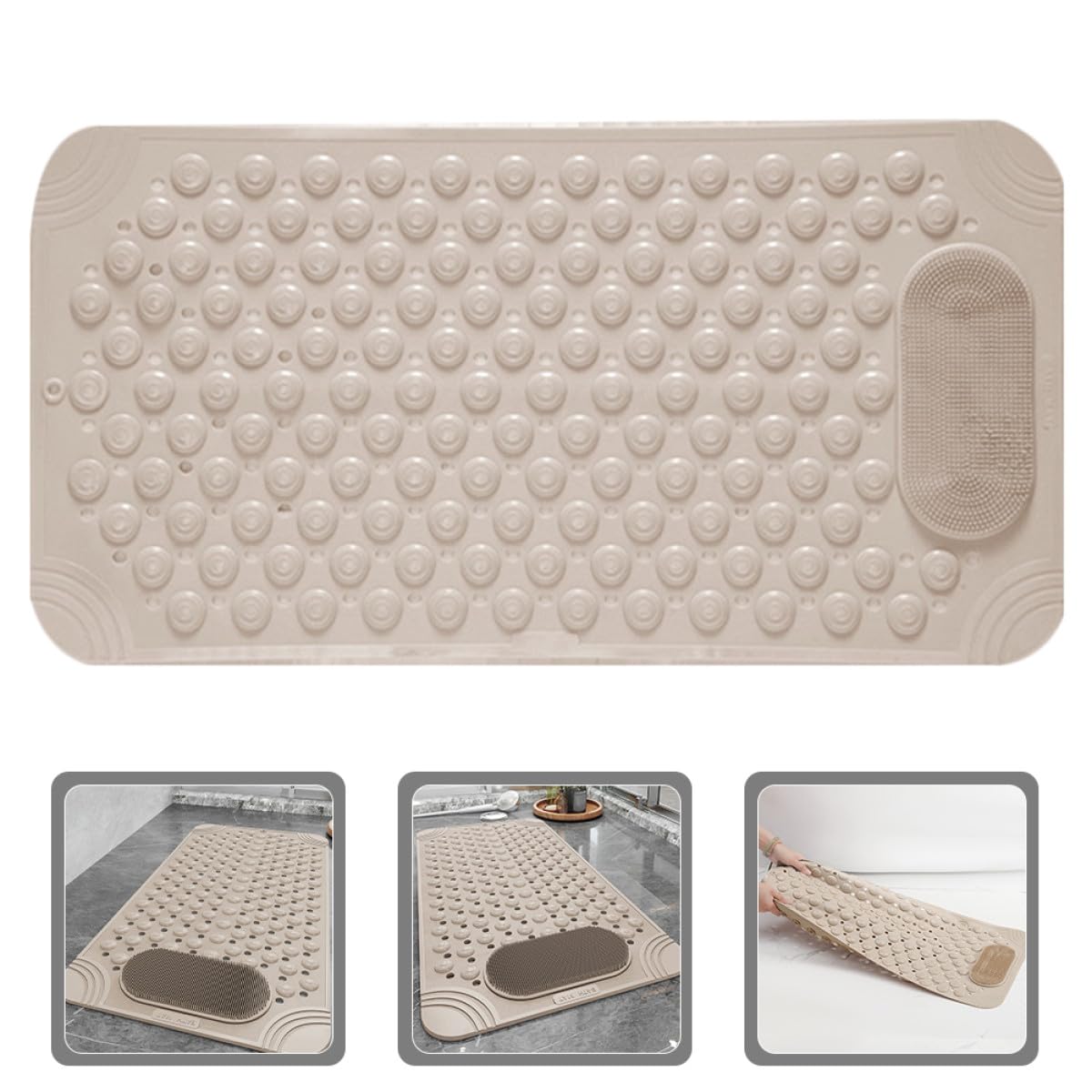 POPETPOP Alfombra Antideslizante para Ducha con Ventosas y Masaje Exfoliante para Pies, Fabricada en PVC Resistente al Desgaste, Adecuado para Baño Seguro y Cómodo