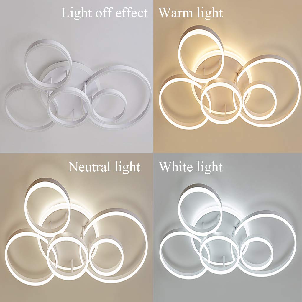 LED Modern Deckenleuchte Wohnzimmer Deckenlampe Creative Runden Deckenlicht Aluminium Acryl Lampenschirm Helligkeit Farbtemperatur einstellbar Esstisch Halle Beleuchtung Innenleuchte,Weiß