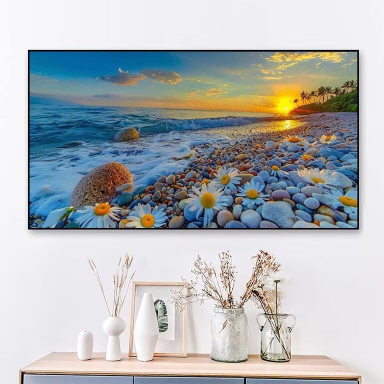 Broderie diamant kit complet plage grand format pour décoration murale