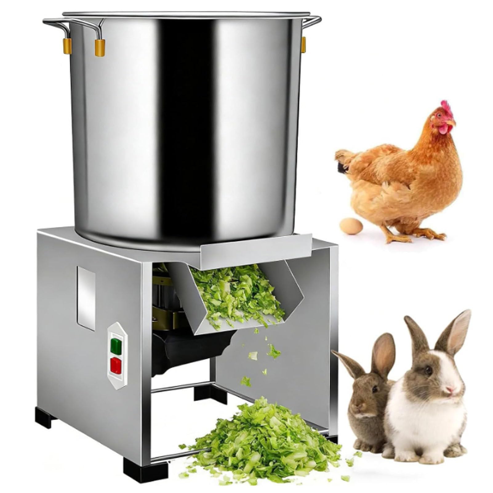 Procesador de alimentos comercial de 150 kg/h, picadora de verduras de 2400 W, puerto de alimentación grande, rallador y triturador de verduras profesional de 3500 RPM, trituradora para la cría