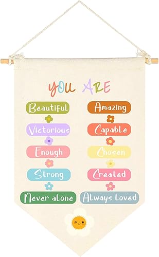 Miniatura 1 de You are Beautiful - Cartel colgante de lona con banderines para pared, decoración de pared para habitación de bebé, niños, niñas, niños, guardería,